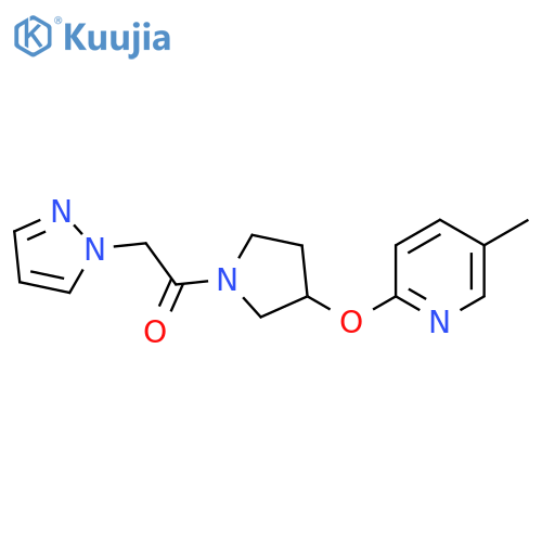 1-(3-((5-methylpyridin-2-yl)oxy)pyrrolidin-1-yl)-2-(1H-pyrazol-1-yl)ethanone structure