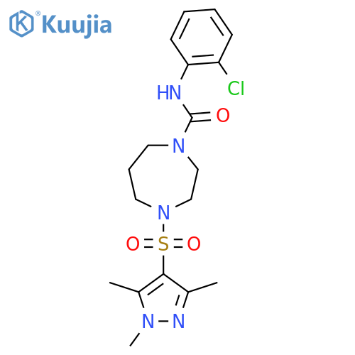 N-(2-chlorophenyl)-4-(1,3,5-trimethyl-1H-pyrazol-4-yl)sulfonyl-1,4-diazepane-1-carboxamide structure