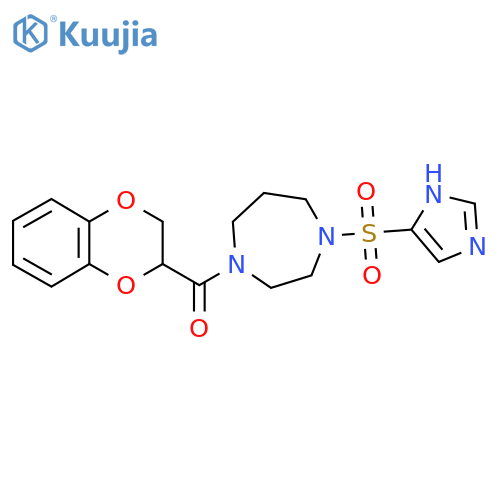 1-(2,3-dihydro-1,4-benzodioxine-2-carbonyl)-4-(1H-imidazole-4-sulfonyl)-1,4-diazepane structure