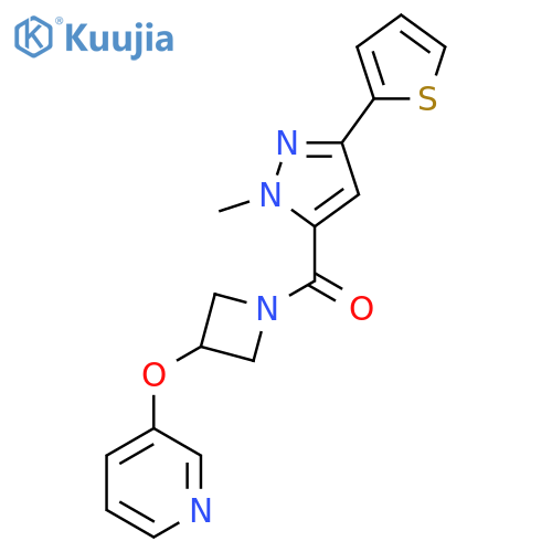 3-({1-1-methyl-3-(thiophen-2-yl)-1H-pyrazole-5-carbonylazetidin-3-yl}oxy)pyridine structure