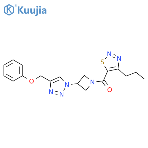5-{3-4-(phenoxymethyl)-1H-1,2,3-triazol-1-ylazetidine-1-carbonyl}-4-propyl-1,2,3-thiadiazole structure