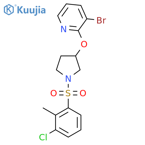 3-Bromo-2-((1-((3-chloro-2-methylphenyl)sulfonyl)pyrrolidin-3-yl)oxy)pyridine structure