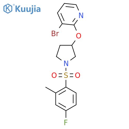 3-Bromo-2-((1-((4-fluoro-2-methylphenyl)sulfonyl)pyrrolidin-3-yl)oxy)pyridine structure