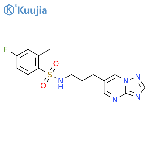 N-(3-([1,2,4]triazolo[1,5-a]pyrimidin-6-yl)propyl)-4-fluoro-2-methylbenzenesulfonamide structure