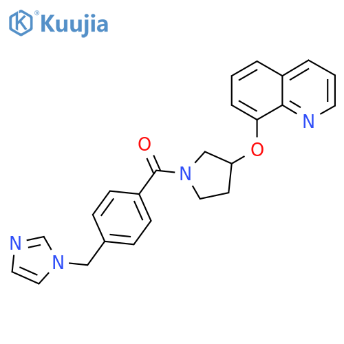 (4-((1H-imidazol-1-yl)methyl)phenyl)(3-(quinolin-8-yloxy)pyrrolidin-1-yl)methanone structure