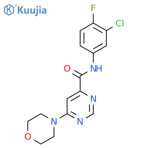 N-(3-chloro-4-fluorophenyl)-6-(morpholin-4-yl)pyrimidine-4-carboxamide structure