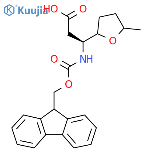 (3S)-3-({(9H-fluoren-9-yl)methoxycarbonyl}amino)-3-(5-methyloxolan-2-yl)propanoic acid structure