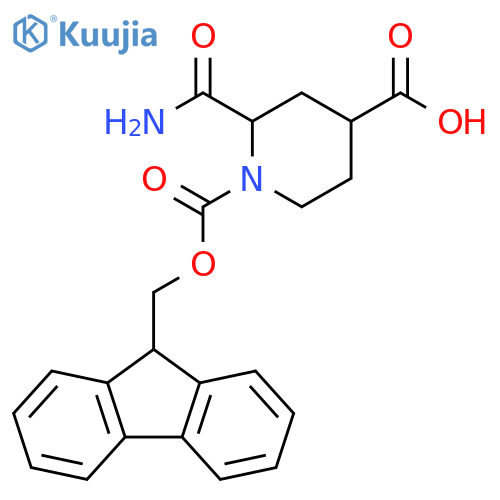 2-carbamoyl-1-{(9H-fluoren-9-yl)methoxycarbonyl}piperidine-4-carboxylic acid structure
