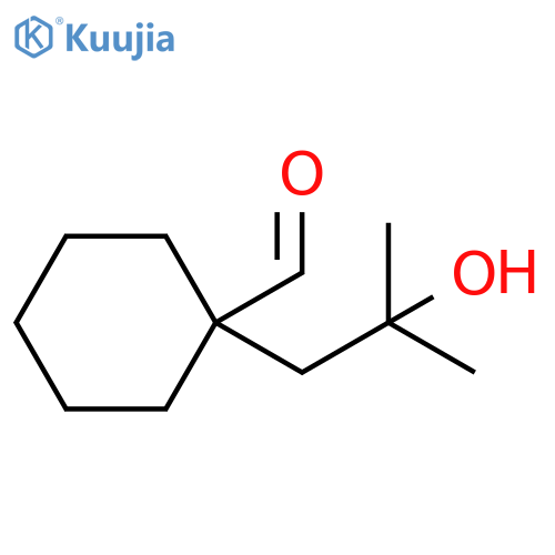 1-(2-hydroxy-2-methylpropyl)cyclohexane-1-carbaldehyde structure