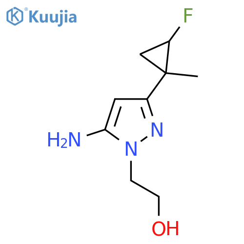 2-5-amino-3-(2-fluoro-1-methylcyclopropyl)-1H-pyrazol-1-ylethan-1-ol structure