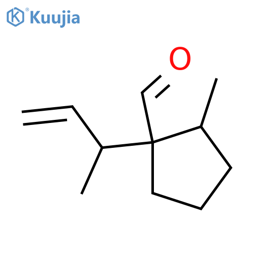 1-(But-3-en-2-yl)-2-methylcyclopentane-1-carbaldehyde structure