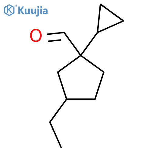 1-cyclopropyl-3-ethylcyclopentane-1-carbaldehyde structure