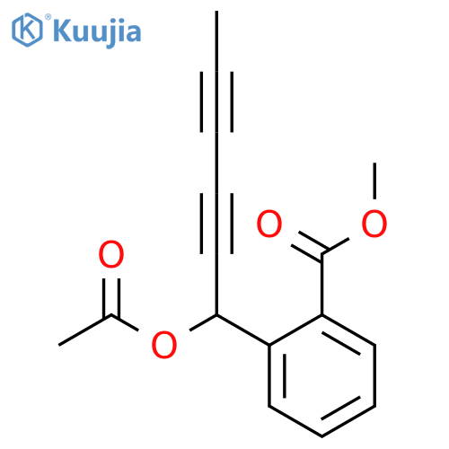 Benzoic acid, 2-[1-(acetyloxy)-2,4-hexadiynyl]-, methyl ester structure