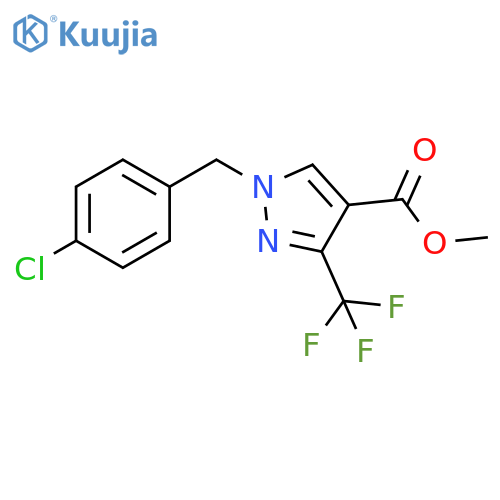 1H-Pyrazole-4-carboxylic acid, 1-[(4-chlorophenyl)methyl]-3-(trifluoromethyl)-, methyl ester structure