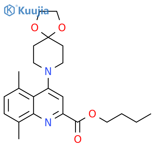 butyl 5,8-dimethyl-4-(1,4-dioxa-8-azaspiro[4.5]decan-8-yl)quinoline-2-carboxylate structure