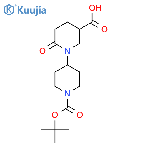 1-[1-[(2-Methylpropan-2-yl)oxycarbonyl]piperidin-4-yl]-6-oxopiperidine-3-carboxylic acid structure