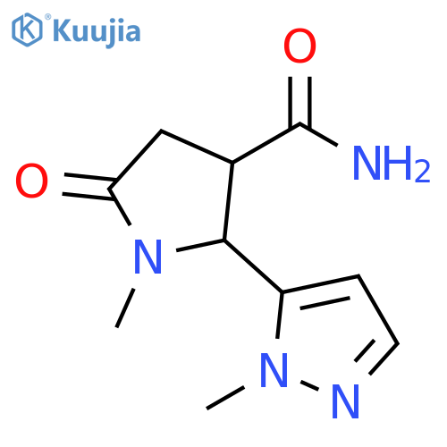 1-methyl-2-(1-methyl-1H-pyrazol-5-yl)-5-oxopyrrolidine-3-carboxamide structure