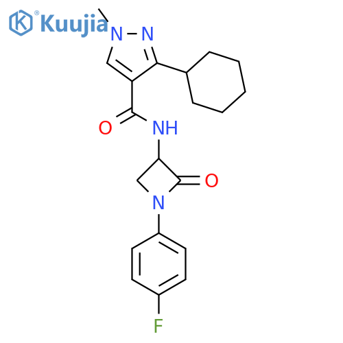 3-Cyclohexyl-N-[1-(4-fluorophenyl)-2-oxoazetidin-3-yl]-1-methylpyrazole-4-carboxamide structure