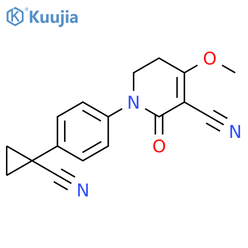 3-Pyridinecarbonitrile, 1-[4-(1-cyanocyclopropyl)phenyl]-1,2,5,6-tetrahydro-4-methoxy-2-oxo- structure