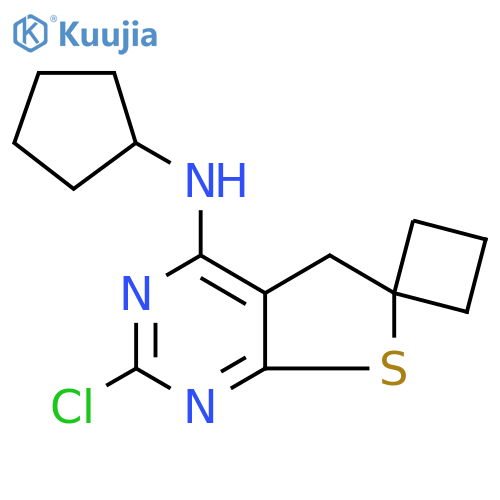 2-CHLORO-N-CYCLOPENTYL-5H-SPIRO[CYCLOBUTANE-1,6-THIENO[2,3-D]PYRIMIDIN]-4-AMINE structure