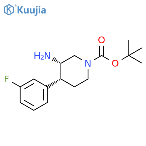 1-Piperidinecarboxylic acid, 3-amino-4-(3-fluorophenyl)-, 1,1-dimethylethyl ester, (3S,4R)- structure