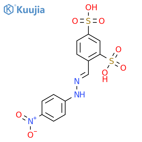 (E)-4-((2-(4-Nitrophenyl)hydrazono)methyl)benzene-1,3-disulfonic acid structure