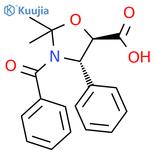 5-Oxazolidinecarboxylic acid, 3-benzoyl-2,2-dimethyl-4-phenyl-, trans- structure