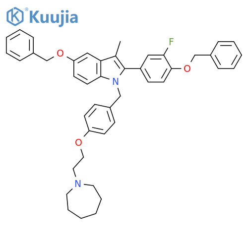 1H-Indole,2-[3-fluoro-4-(phenylmethoxy)phenyl]-1-[[4-[2-(hexahydro-1H-azepin-1-yl)ethoxy]phenyl]methyl]-3-methyl-5-(phenylmethoxy)- structure