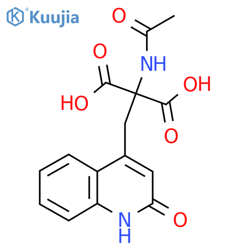 2-Acetamido-2-((2-oxo-1,2-dihydroquinolin-4-yl)methyl)malonic acid structure