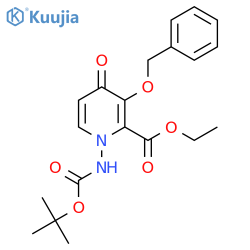 Ethyl 3-(benzyloxy)-1-((tert-butoxycarbonyl)amino)-4-oxo-1,4-dihydropyridine-2-carboxylate structure