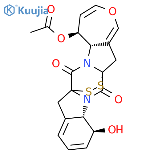 (5S,5aS,12S,12aS)-12-hydroxy-7,14-dioxo-5,5a,12,12a-tetrahydro-8H,15H-7a,14a-epidithiooxepino[3'',4'':4',5']pyrrolo[1',2':4,5]pyrazino[1,2-a]indol-5(7H,14H)-yl acetate structure
