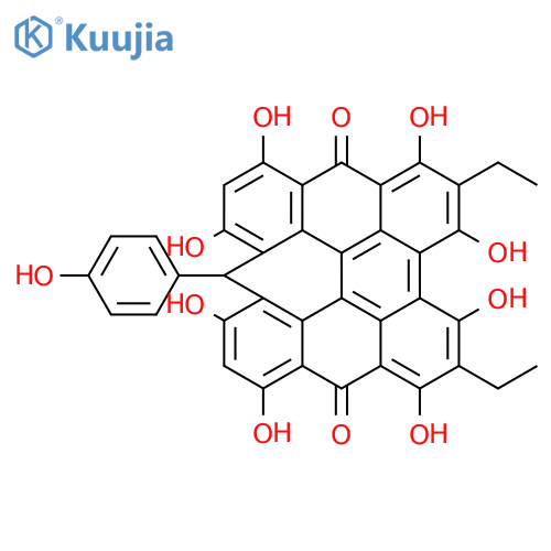 7H-Benz[4,10]anthra[2,1,9,8-nopqa]pleiadene-7,15(11H)-dione, 2,5-diethyl-1,3,4,6,8,10,12,14-octahydroxy-11-(4-hydroxyphenyl)- structure