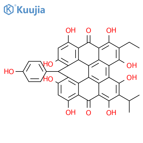 7H-Benz[4,10]anthra[2,1,9,8-nopqa]pleiadene-7,15(11H)-dione, 2-ethyl-1,3,4,6,8,10,12,14-octahydroxy-11-(4-hydroxyphenyl)-5-(1-methylethyl)- structure