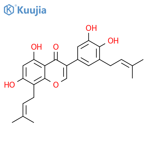4H-1-Benzopyran-4-one, 3-[3,4-dihydroxy-5-(3-methyl-2-buten-1-yl)phenyl]-5,7-dihydroxy-8-(3-methyl-2-buten-1-yl)- structure