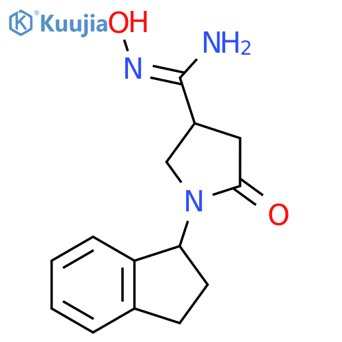 1-(2,3-dihydro-1H-inden-1-yl)-N'-hydroxy-5-oxopyrrolidine-3-carboximidamide structure