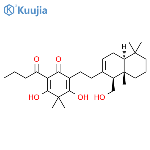 2,5-Cyclohexadien-1-one, 3,5-dihydroxy-4,4-dimethyl-2-[2-[(1S,4aS,8aS)-1,4,4a,5,6,7,8,8a-octahydro-1-(hydroxymethyl)-5,5,8a-trimethyl-2-naphthalenyl]ethyl]-6-(1-oxobutyl)- structure
