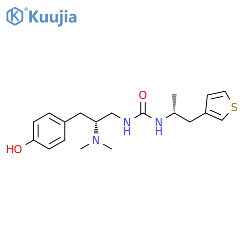 1-(2R)-2-(dimethylamino)-3-(4-hydroxyphenyl)propyl-3-(2R)-1-(thiophen-3-yl)propan-2-ylurea structure