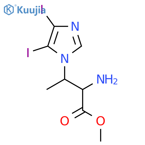 methyl 2-amino-3-(4,5-diiodo-1H-imidazol-1-yl)butanoate structure