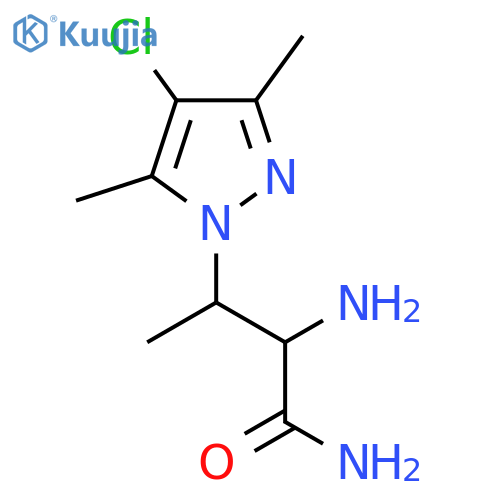 2-amino-3-(4-chloro-3,5-dimethyl-1H-pyrazol-1-yl)butanamide structure