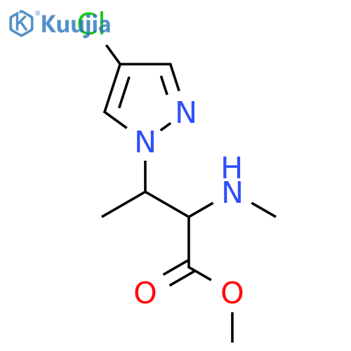 methyl 3-(4-chloro-1H-pyrazol-1-yl)-2-(methylamino)butanoate structure