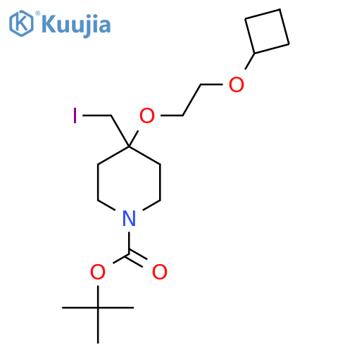tert-butyl 4-(2-cyclobutoxyethoxy)-4-(iodomethyl)piperidine-1-carboxylate structure