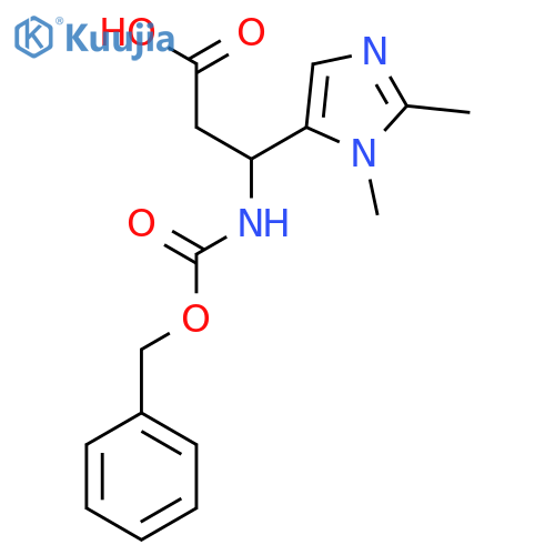 3-{(benzyloxy)carbonylamino}-3-(1,2-dimethyl-1H-imidazol-5-yl)propanoic acid structure