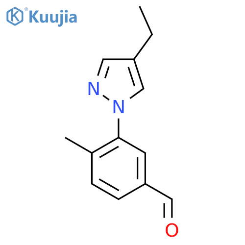 3-(4-ethyl-1H-pyrazol-1-yl)-4-methylbenzaldehyde structure