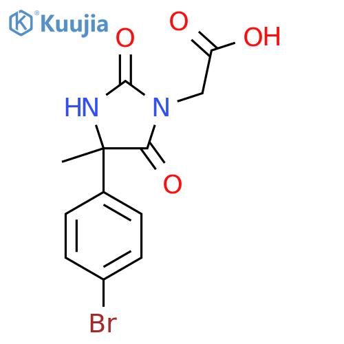 2-4-(4-bromophenyl)-4-methyl-2,5-dioxoimidazolidin-1-ylacetic acid structure