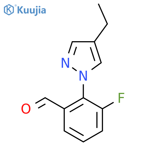2-(4-ethyl-1H-pyrazol-1-yl)-3-fluorobenzaldehyde structure