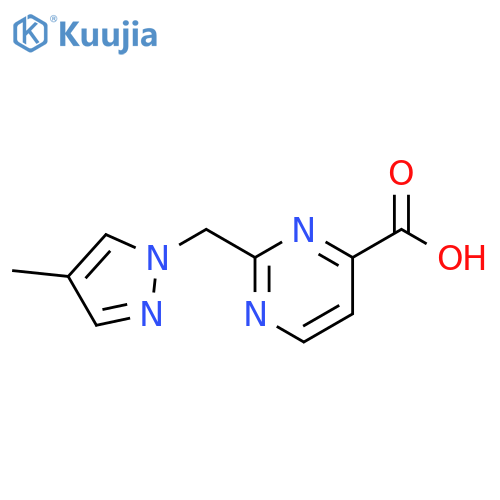 4-Pyrimidinecarboxylic acid, 2-[(4-methyl-1H-pyrazol-1-yl)methyl]- structure