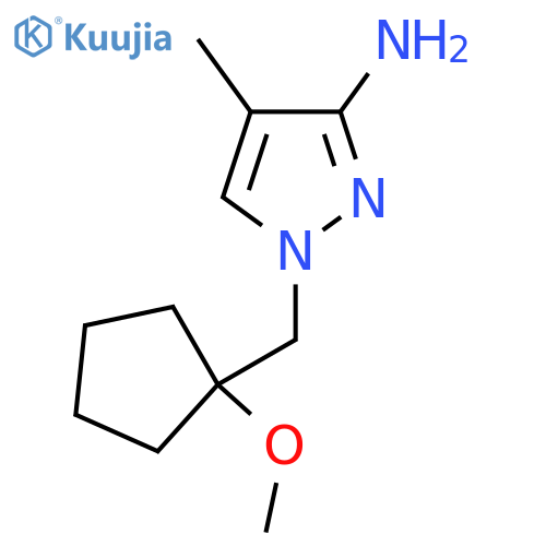 1-(1-methoxycyclopentyl)methyl-4-methyl-1H-pyrazol-3-amine structure