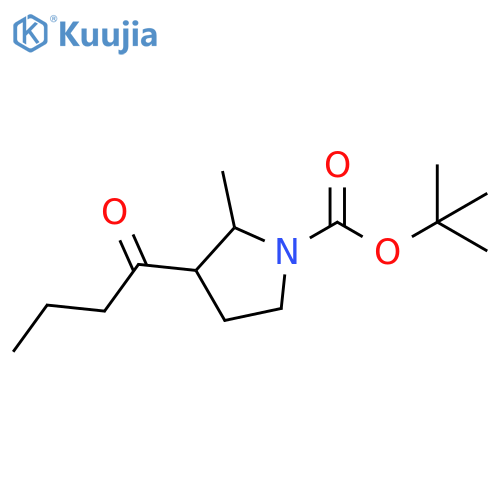 1-Pyrrolidinecarboxylic acid, 2-methyl-3-(1-oxobutyl)-, 1,1-dimethylethyl ester structure