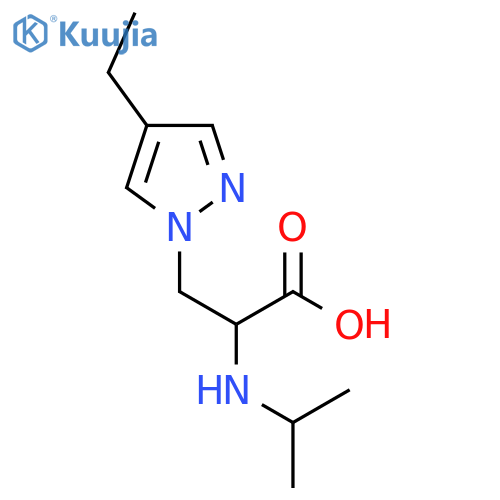 3-(4-ethyl-1H-pyrazol-1-yl)-2-(propan-2-yl)aminopropanoic acid structure