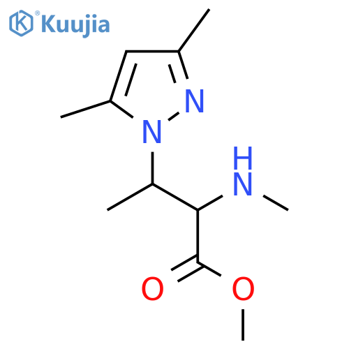 methyl 3-(3,5-dimethyl-1H-pyrazol-1-yl)-2-(methylamino)butanoate structure